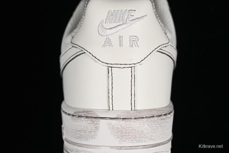 Nike Air Force 1 '07 Low Casual Sneakers with Hemp Rope Laces and Distressed Design - 315122-333