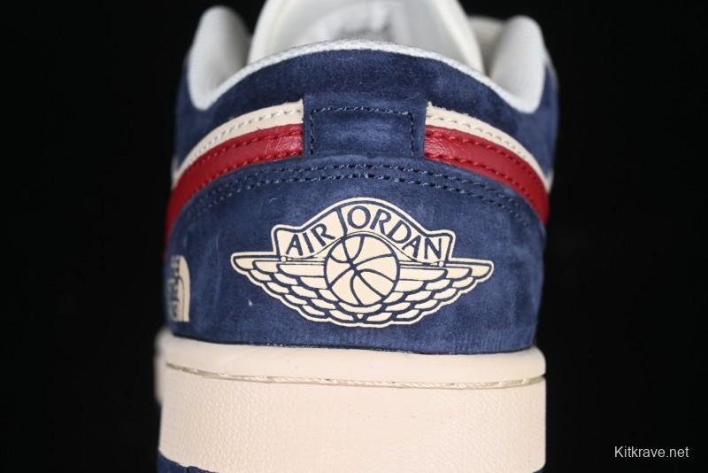 Nike Air Jordan 1 Low AJ1 The North Face Collaboration Grey Blue Red Hook Retro Basketball Shoes - DM9188-012