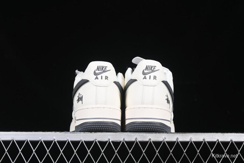 Nike Air Force 1 '07 Low Stussy Collaboration - Grey English Patchwork Low-Top Casual Sneakers - XZ3328-536
