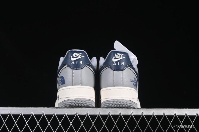 Nike Air Force 1 '07 Low The North Face Collaboration Grey Blue Double Swoosh Casual Sneakers - XS1958-520