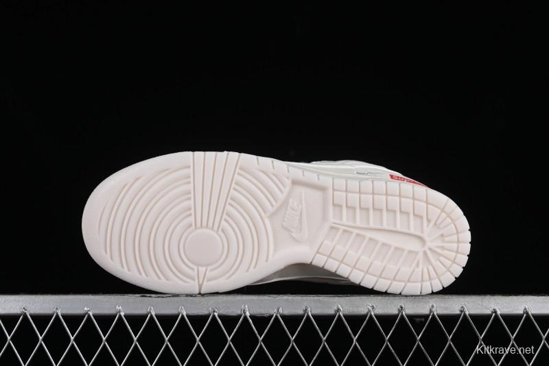 Nike SB Dunk Low Supreme Collaboration - Double Swoosh Anniversary Custom Low-Top Casual Skate Shoes - BB8675-104