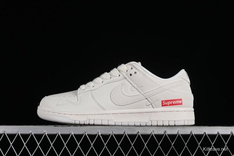 Nike SB Dunk Low Supreme Collaboration - Double Swoosh Anniversary Custom Low-Top Casual Skate Shoes - BB8675-104