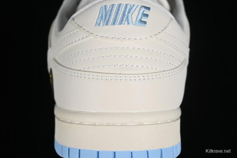 Nike SB Dunk Low BAPE Collaboration - Off-White Mini Blue Swoosh Anniversary High-End Custom Low-Top Casual Sneakers - XD6188-027