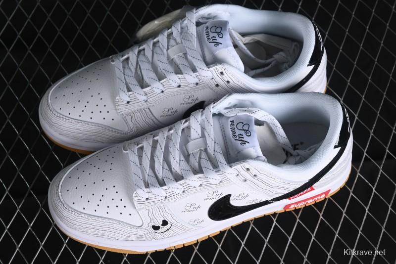Supreme x Nike Dunk Low SB Casual Skate Shoes with Zoom Air Cushion - XD6188-034