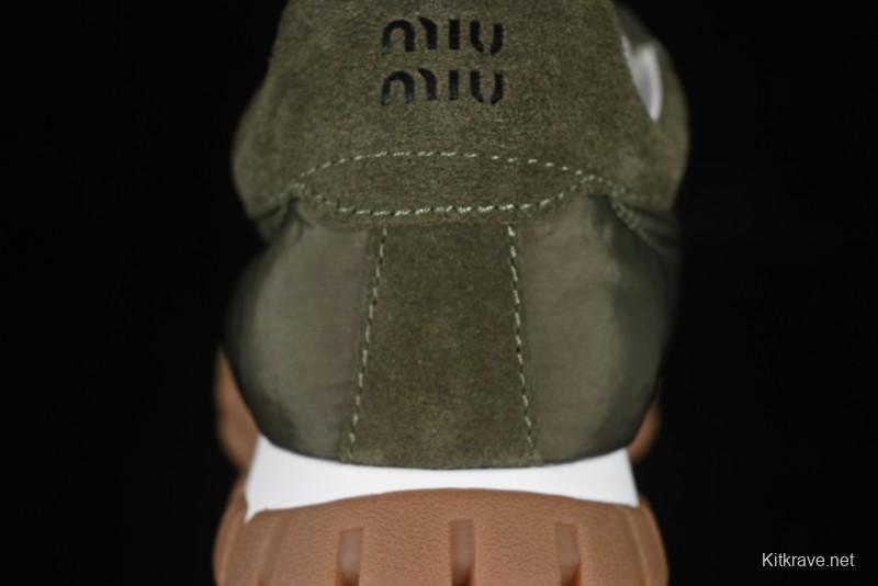 Miu Miu Suede Round Toe Lace-Up Low Top Women's Casual Shoes - 99D4