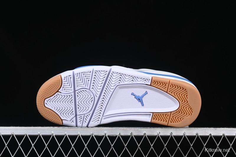 Nike Air Jordan 4 Remastered Retro Sneakers in White Blue - FQ7939-104