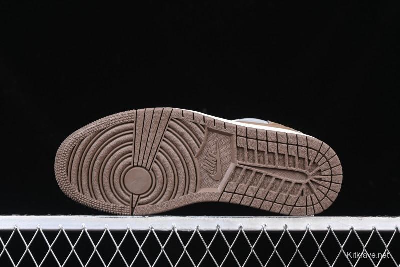 Nike Travis Scott x Fragment Design x Air Jordan 1 Low OG SP AJ1 Bape Collaboration Tea Brown Low-Top Casual Sneakers - BB6511-627