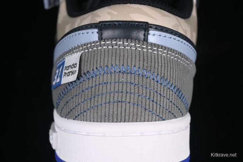 Nike Air Jordan 1 Low Retro Basketball Shoes with Panda Mischief Skyline Design - 553558-154