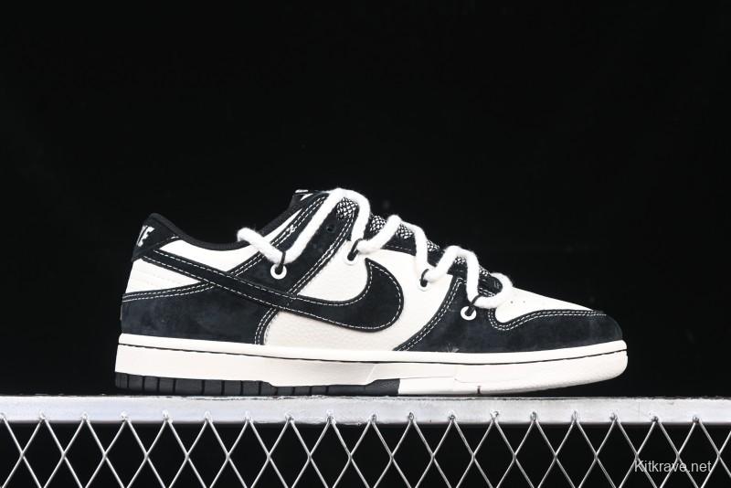 Nike SB Dunk Low The North Face x Supreme Anniversary Edition Customized Lace-Up Black White Black Swoosh Casual Skate Shoes - YX5066-227