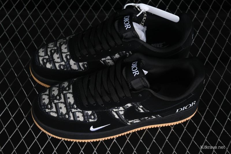 Nike Air Force 1 '07 Low Dior Collaboration Black Gum Knit Casual Sneakers - KK1988-058
