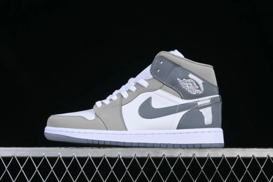 Nike Air Jordan 1 Mid AJ1 White Grey Mid Top Casual Sneakers - HF3193-100