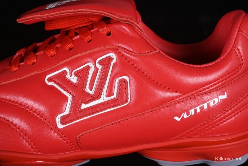 Louis Vuitton Footprint Soccer Low-Top Lifestyle Sneakers Round Toe Lace-Up Casual Shoes Red - AJF6