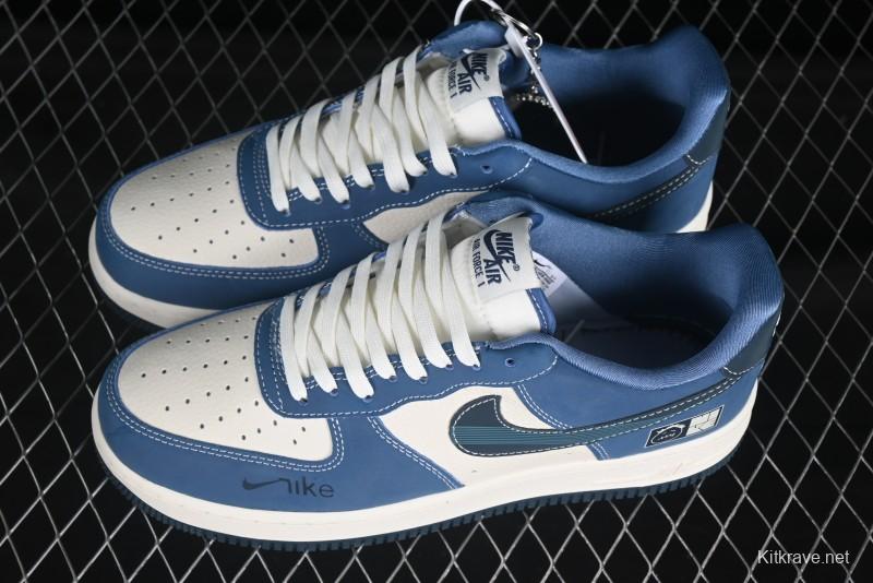 Nike Air Force 1 '07 Low Collaboration White Blue Ghost Face Casual Sneakers with Strap - KK1988-068