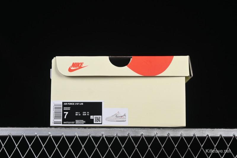 Nike Air Force 1 '07 Low Stussy Collaboration Dual-Tone Grey Swoosh Casual Sneakers - HH7518-037