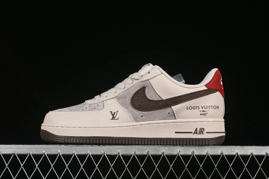 Nike Air Force 1'07 Low LV Collaboration Tan Brown Red Sole Casual Sneakers - XX3168-129