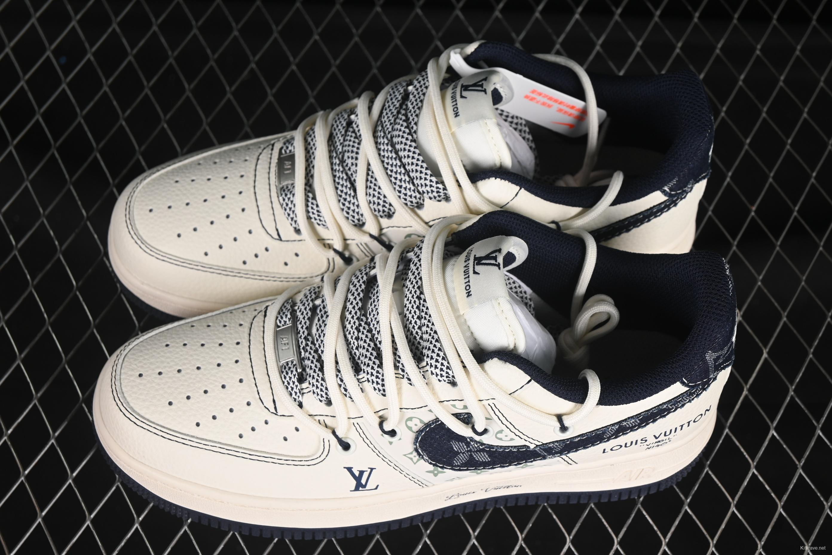 Nike Air Force 1 '07 Low LV Collaboration Black Denim Hook Drawstring Casual Sneakers - DM6868-060