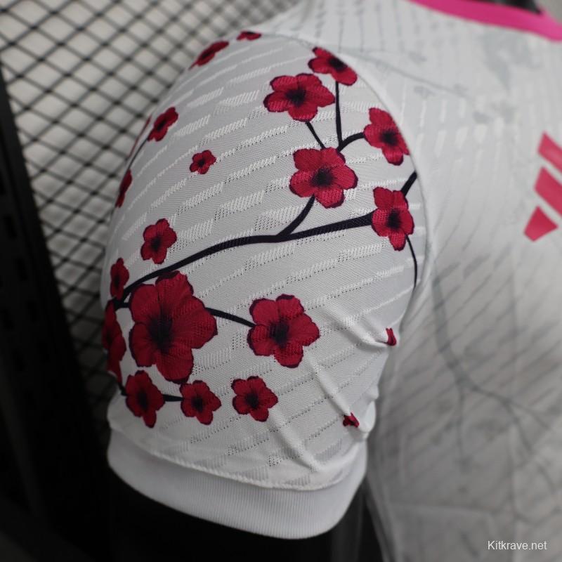 Player Version 2025 Japan White with Blue and Red Bird Jersey