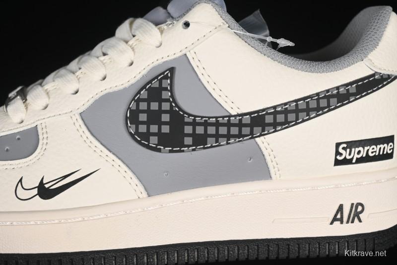 Nike Air Force 1 '07 Low Supreme Collaboration Beige Gray Building Blocks Casual Sneakers - XS1958-568