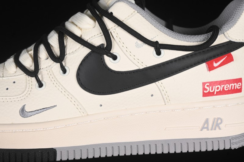Nike Air Force 1 '07 Low Supreme Collaboration Dual-Tone Grey Black Drawstring Casual Sneakers - DM6868-069