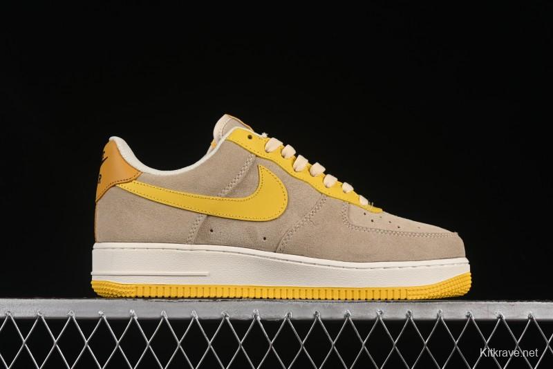 Nike Air Force 1'07 Low LV Collaboration Grey Yellow Casual Sneakers - HQ2037-322