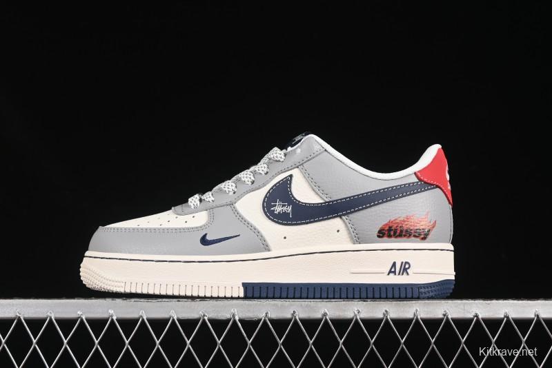 Nike Air Force 1 '07 Low Stussy Double Flame Casual Sneakers with Full-Length Air Cushion - XS1958-555