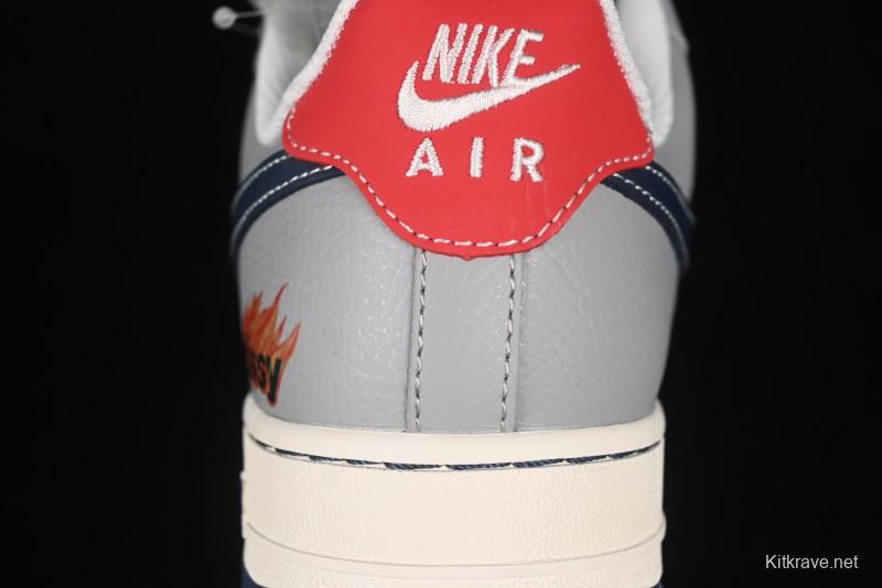Nike Air Force 1 '07 Low Stussy Double Flame Casual Sneakers with Full-Length Air Cushion - XS1958-555
