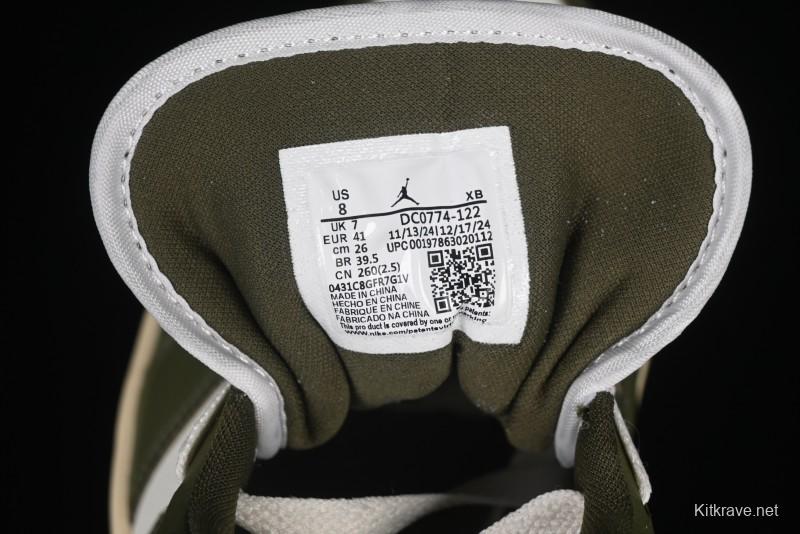 Nike Air Jordan 1 Low AJ1 Military Green White Casual Lifestyle Sneakers - DC0774-122