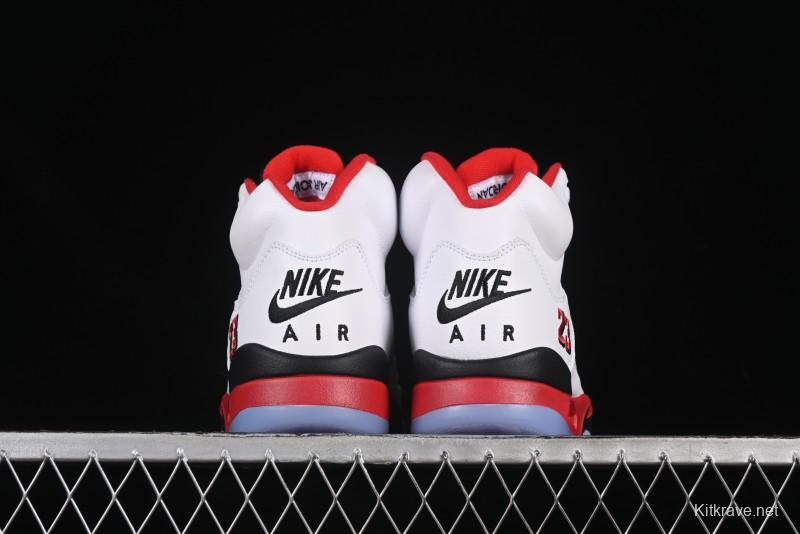Nike Air Jordan 5 Retro Basketball Shoes Fire Red Black Tongue - HQ7978-101