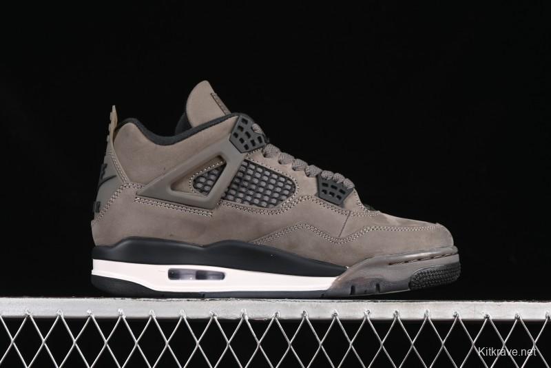 Nike Air Jordan 4 Retro Sneakers in Cave Stone Brown with Black Mesh and TPU Details - FV5029-200