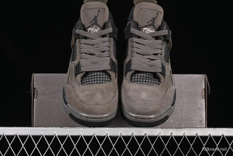 Nike Air Jordan 4 Retro Sneakers in Cave Stone Brown with Black Mesh and TPU Details - FV5029-200