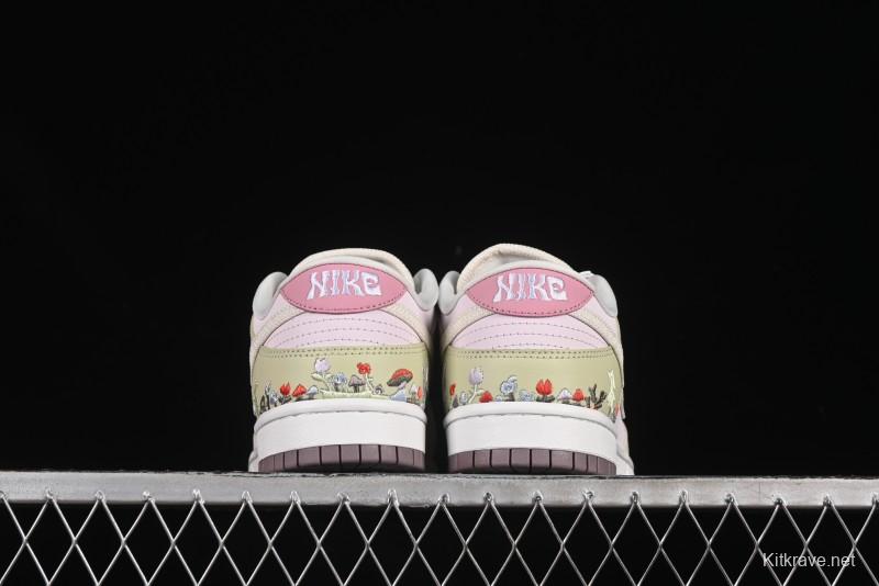 Nike Dunk Low Mushroom Floral-Themed Low-Top Casual Skate Shoes - IB8876-661