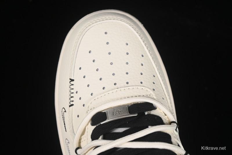 Nike Air Force 1 '07 Low Stussy Collaboration Black Diamond Lace-Up Casual Sneakers - DM6868-073