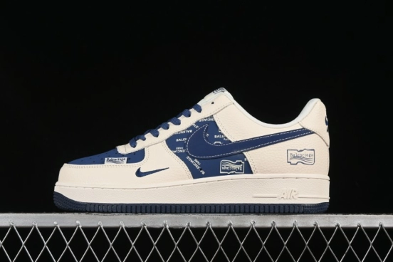 Nike Air Force 1'07 Low Balenciaga Collaboration Blue Woven Label Low-Top Casual Sneakers - DF0188-062