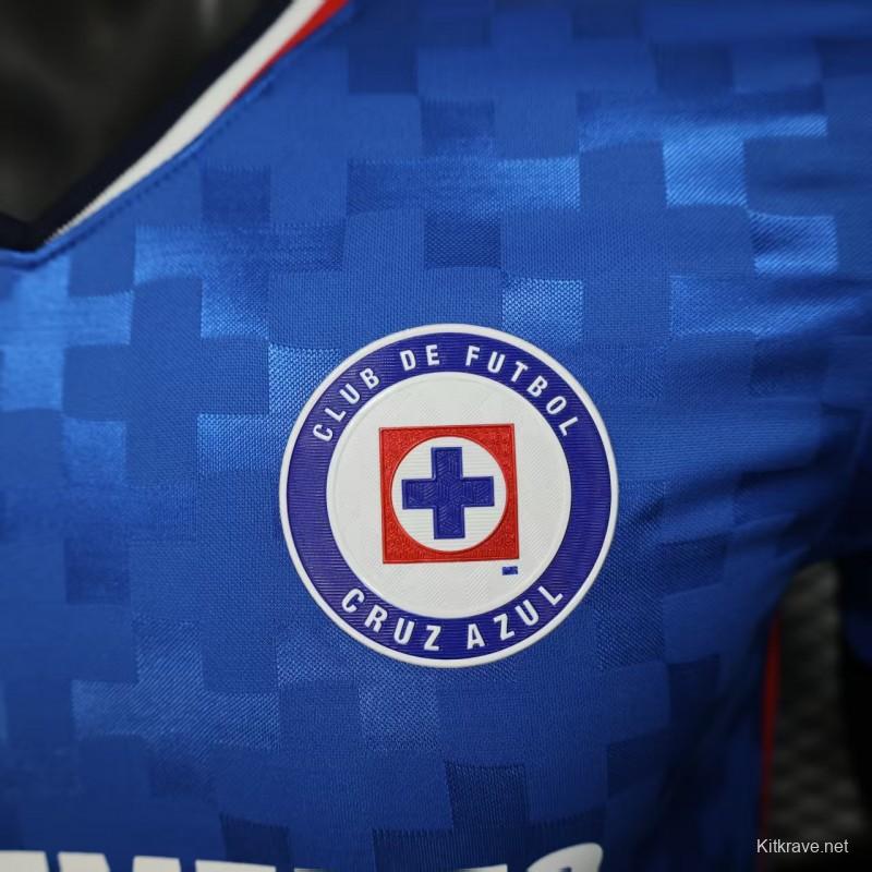 Player Version 25/26 Cruz Azul Home Blue with Digital Pixel Pattern Jersey
