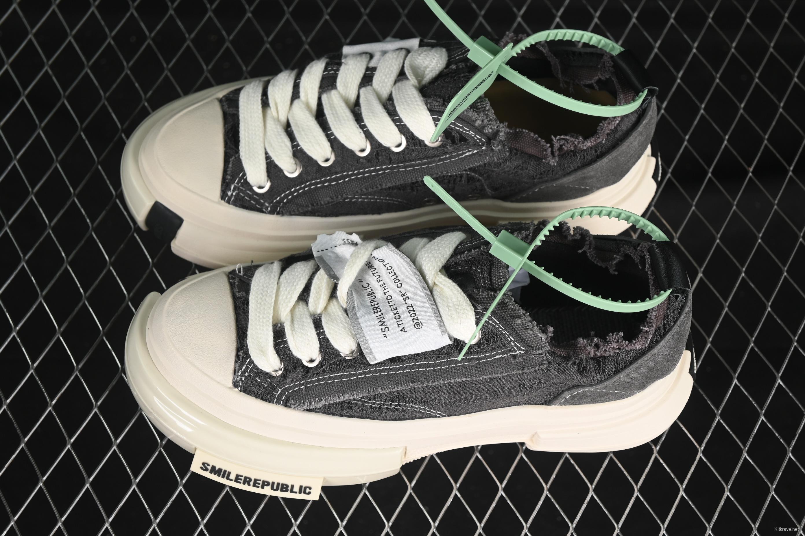 SMILEREPUBLIC INCEPTION Gray Fringe 70s Low-Top Canvas Casual Shoes - G.D4