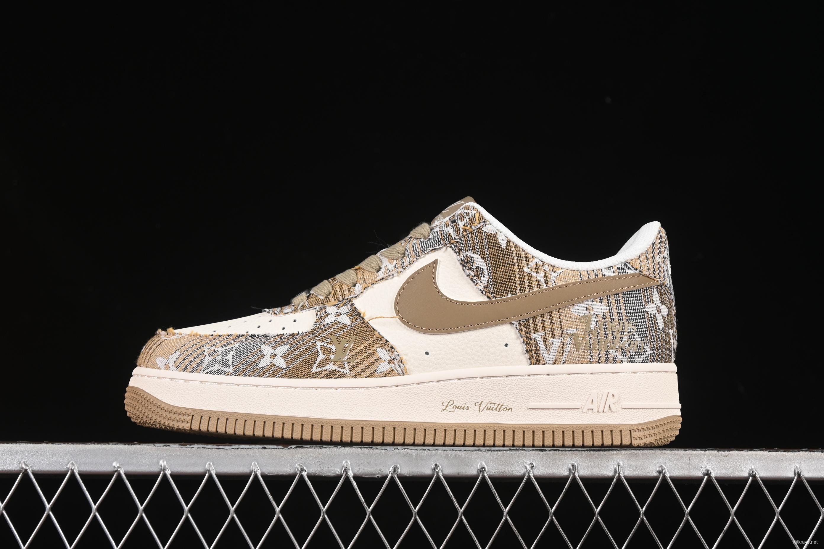 Nike Air Force 1'07 Low LV Collaboration Khaki Print Denim Casual Sneakers - XS1958-582