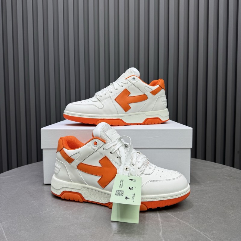 2025 Unisex Off-White White Orange Leather Sneakers MJ00320(W/M)