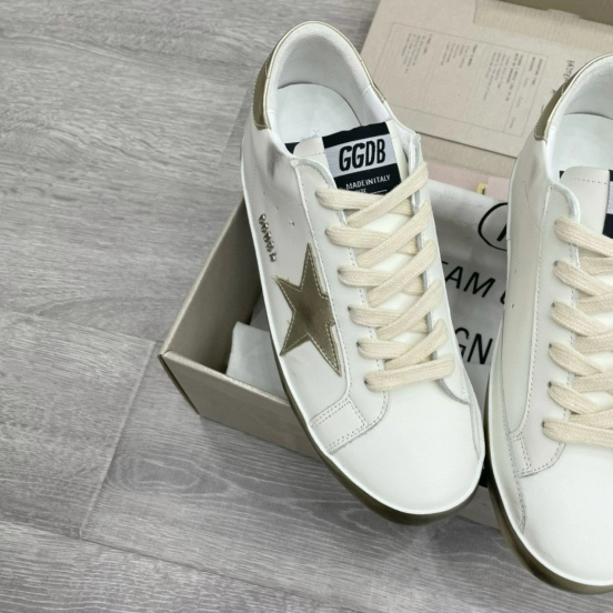 2025 Men GGDB White Beige Leather Sneakers