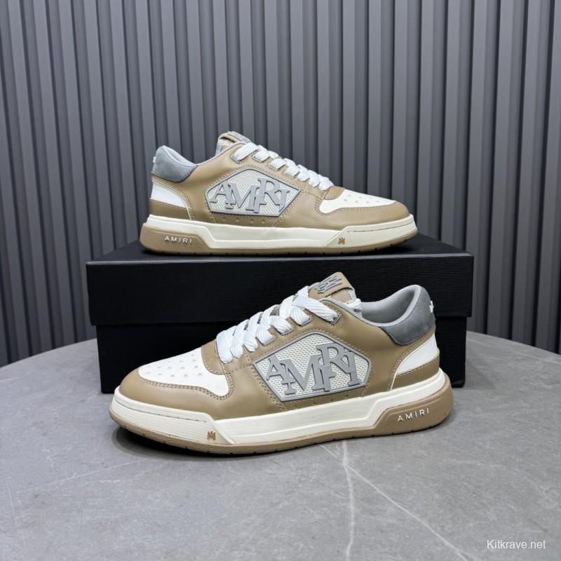 2025 Unisex Amiri Beige White Leather Sneakers MJ00360