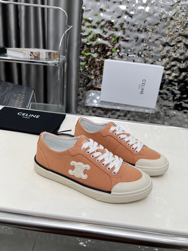 2025 Women Celine Apricot Canvas Sneakers LY00210