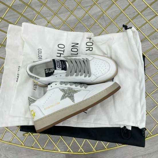 2024 Unisex GGDB White Silver Leather Low Top Sneakers MJ00260