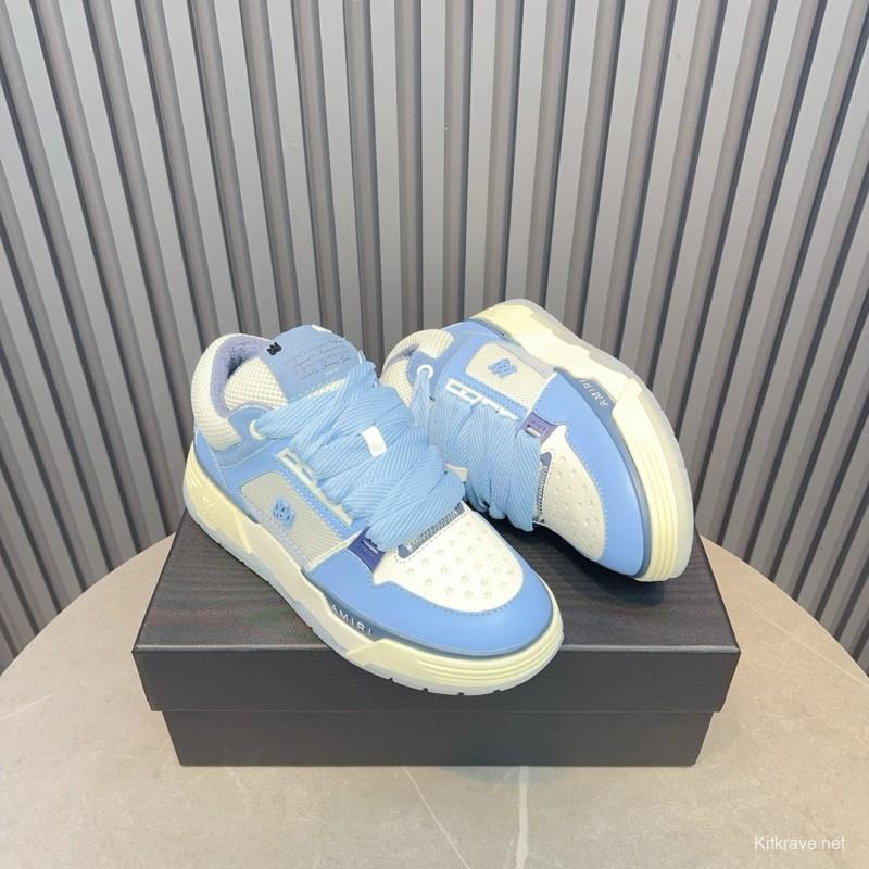 2024 Unisex Amiri Blue White Mesh Leather Sneakers MJ00360
