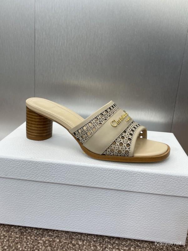 2025 Women Dior Beige Leather Sandals
