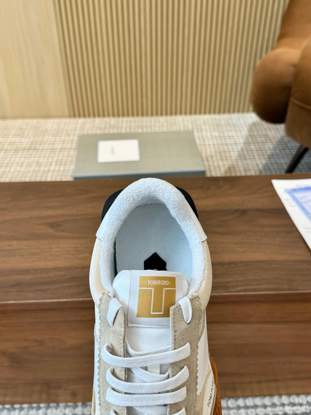 2025 Unisex TOM FORD Beige White Black Suede Leather Sneakers LY00360(F)/LY00370(M)