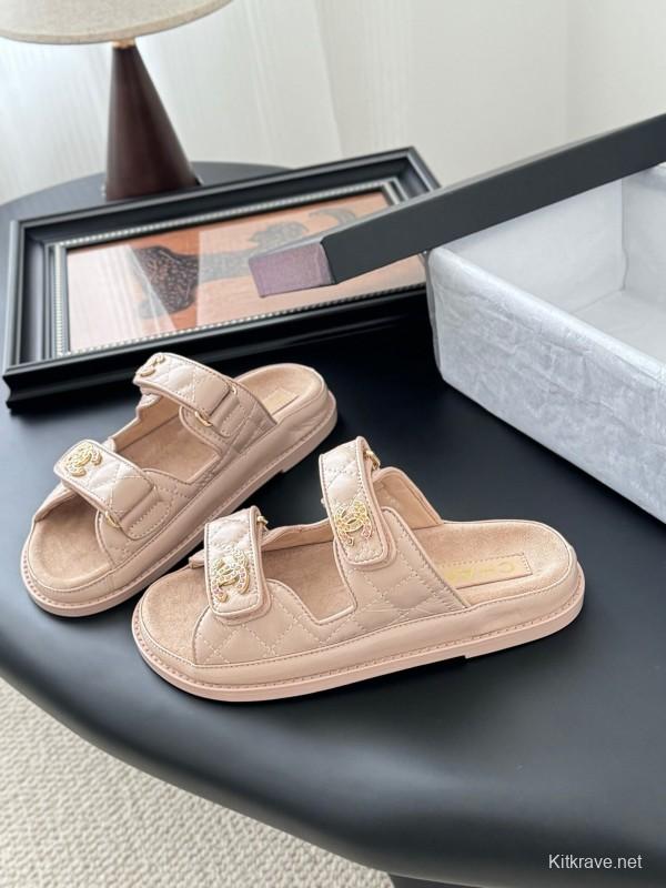 2025 Women Chanel Beige Leather Sandals LY00310