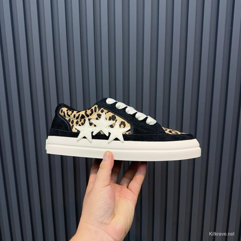 2024 Women Amiri Black Leopard Suede Leather Sneakers MJ00300