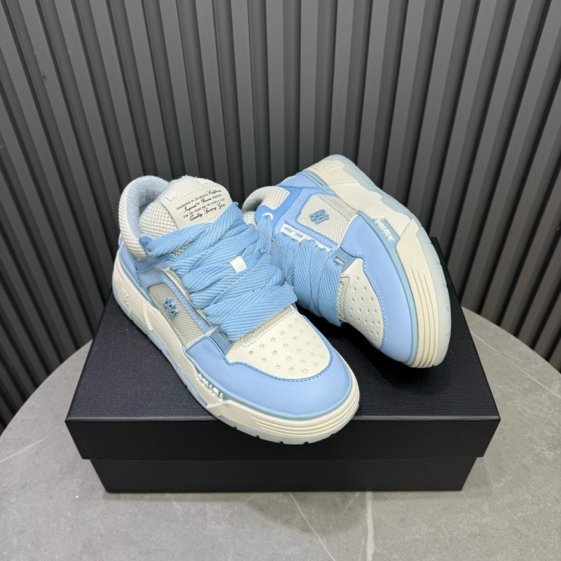 2024 Unisex Amiri Light Blue White Leather Mesh Sneakers MJ00360