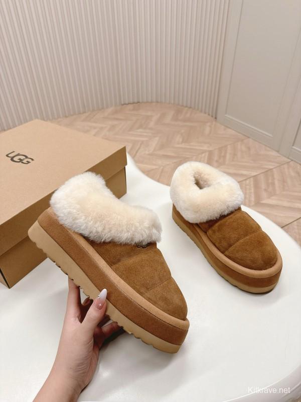 2024 UGG Chestnut Suede Sheepskin Slippers MJ00280