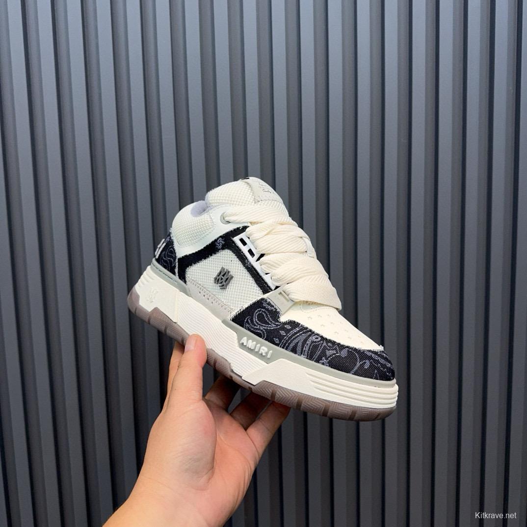 2024 Unisex Amiri White Black Leather Sneakers MJ00360