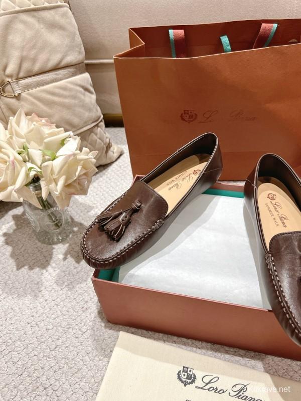 2025 Women LP Brown Leather Loafer Tassel LY00291